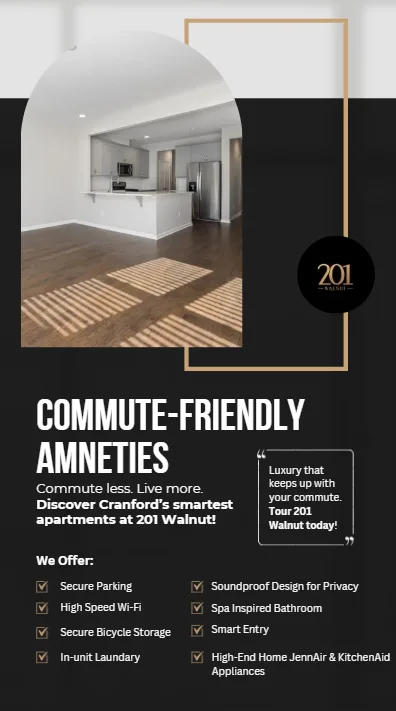 Commute-Friendly Amenities — graphic designed by Sundas Waqar