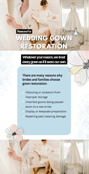 Reasons for Wedding Gown Restoration — graphic designed by Sundas Waqar