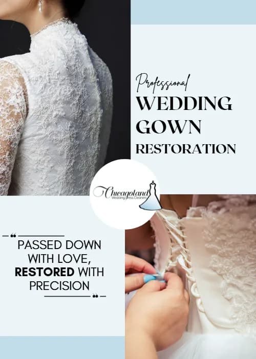 Professional Wedding Gown Restoration — graphic designed by Sundas Waqar