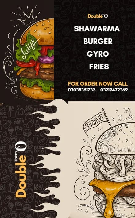 Shawarma, Burger, Gyro & Fries Flyer — graphic designed by Sundas Waqar