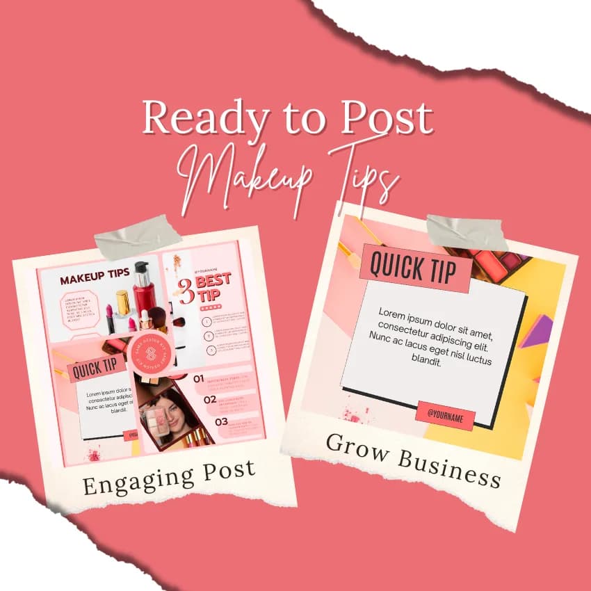 Ready to Post Makeup Tips — Set Cover — graphic designed by Sundas Waqar