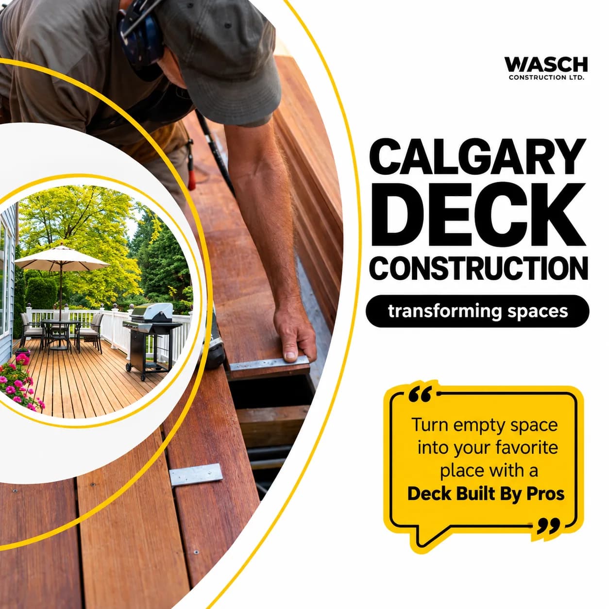 Calgary Deck Construction — graphic designed by Sundas Waqar