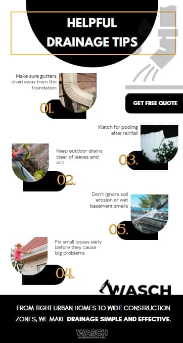 Helpful Drainage Tips — graphic designed by Sundas Waqar